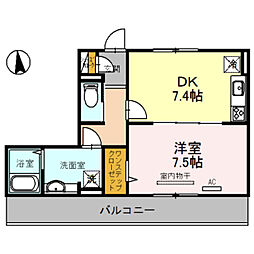 ノーブル 希 1階1DKの間取り