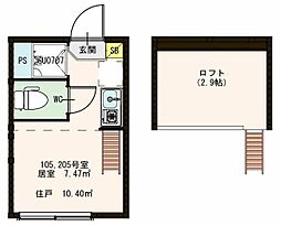 メゾン品川 1階ワンルームの間取り
