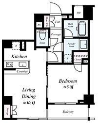 AXAS中野新江古田 5階1LDKの間取り