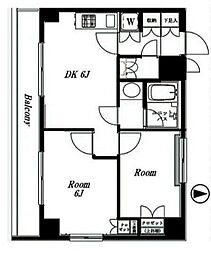 西武新宿線 下落合駅 徒歩1分の賃貸マンション 4階2DKの間取り