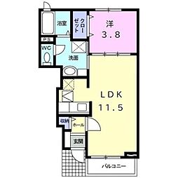 ミルト 1階1LDKの間取り