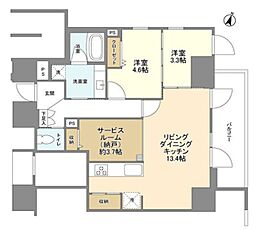 ラサンテ麹町 6階2SLDKの間取り