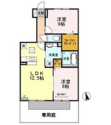 ウィット塩屋 1階2LDKの間取り