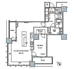 ザ・東京タワーズミッドタワー 11階1LDKの間取り