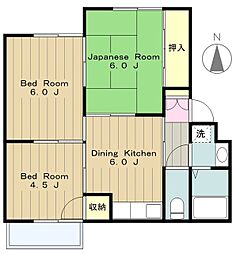 ハイムサエグサD 3DKの間取図画像