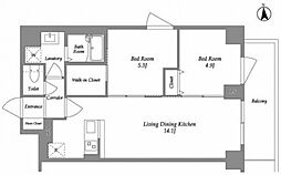 KDXレジデンス上板橋 7階2LDKの間取り