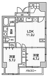 ミリアレジデンス上池袋 4階2LDKの間取り