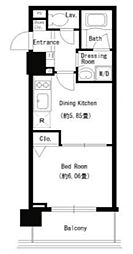パークキューブ上野 13階1DKの間取り