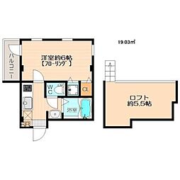 レガリータ天神東2 1Kの間取図画像