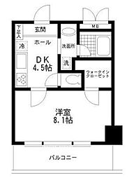 フルグラール池袋 1階1DKの間取り
