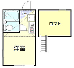 クレール上野 2階ワンルームの間取り