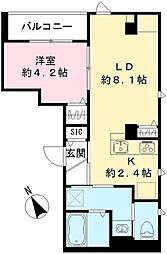 seastar北町 3階1LDKの間取り