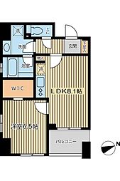 都営三田線 芝公園駅 徒歩6分の賃貸マンション 6階1LDKの間取り