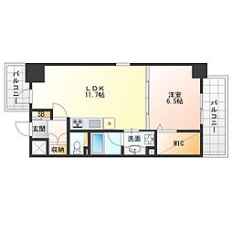 JR大阪環状線 福島駅 徒歩8分の賃貸マンション 11階1LDKの間取り