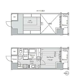ミュゼ南麻布 8階1Kの間取り
