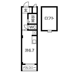阪急神戸本線 神戸三宮駅 徒歩9分の賃貸マンション 3階ワンルームの間取り