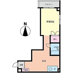 メゾン一福 1DKの間取図画像