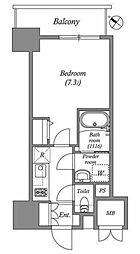 レフィールオーブ南行徳駅前 1Kの間取図画像