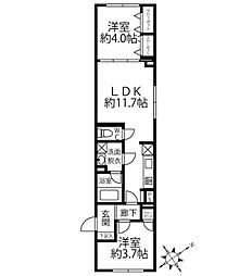 クリオ ラモード水天宮前 3階2LDKの間取り