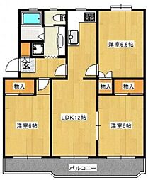 宮前平アベリア1号棟 3LDKの間取図画像