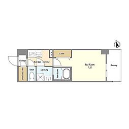 京急空港線 大鳥居駅 徒歩5分の賃貸マンション 2階1Kの間取り