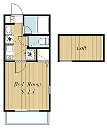 小田急小田原線 相模大野駅 徒歩12分の賃貸アパート 1階1Kの間取り