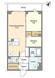 KDXレジデンス田園調布南 1階2LDKの間取り