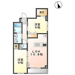 セロプシーK 1階2LDKの間取り