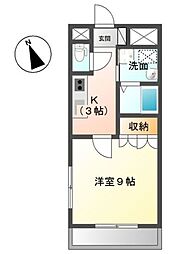 キャトルセゾン 1Kの間取図画像
