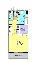 チェルシー神宮外苑 5階ワンルームの間取り