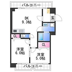 ヤマイチPLAZA吉田I 7階2LDKの間取り