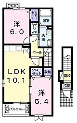 フォルテ辻之 2LDKの間取図画像