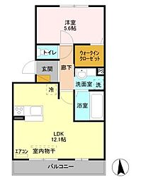 グレイスヴィラ参番館 1LDKの間取図画像