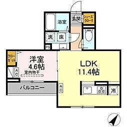 ジェルベーラ淵野辺 3階1LDKの間取り