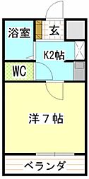 セレニティーガーデン 1Kの間取図画像