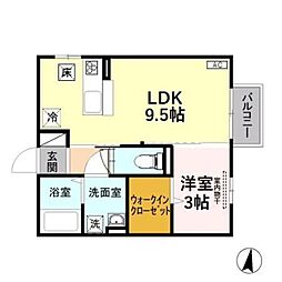 アクシスB 1LDKの間取図画像