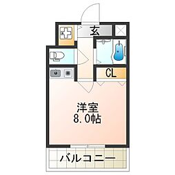 アスルシエロ苅田 ワンルームの間取図画像