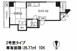 ソレイユ三ノ輪 1DKの間取図画像