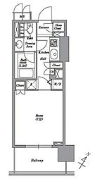 レキシントンスクエア白金高輪 2階1Kの間取り