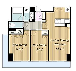 リージア海老名ビナフロント 2LDKの間取図画像