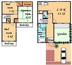 ブリージングタウン百草園 3LDKの間取り
