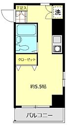 コーポ数納 1階ワンルームの間取り