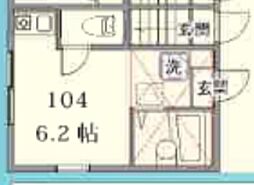バーミープレイス石神井公園 ワンルームの間取図画像