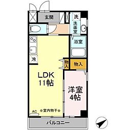 オリゾン立川 1LDKの間取図画像