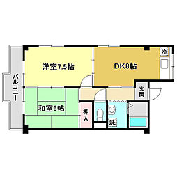 ハイツハッピィバリー 2DKの間取図画像