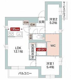 シャノワール 2階2LDKの間取り