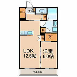 エクセレントティアラ 1LDKの間取図画像