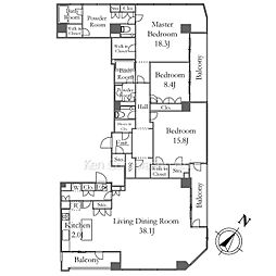 ＭＦＰＲ目黒タワー 25階3LDKの間取り