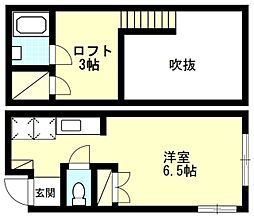 セフィール山代 2階ワンルームの間取り