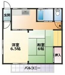 長谷ハイツ 2Kの間取図画像